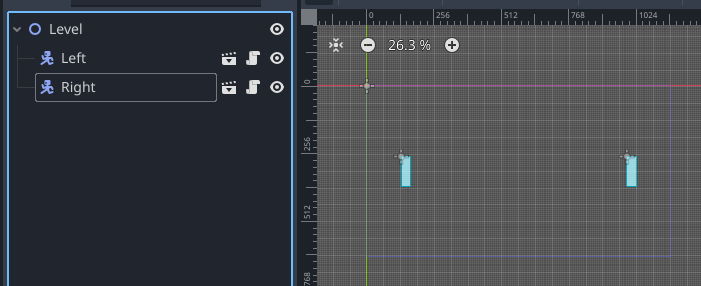 Two paddles in level scene