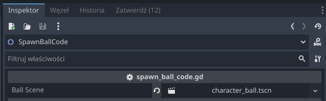 Setting node for ball